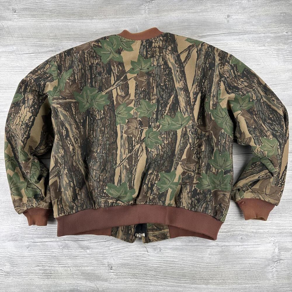VTG Trebark Camo Bomber Jacket Mens Large Green Thermo Lined Made in USA Gander - Picture 7 of 7